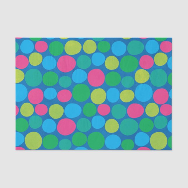 Retro Polka Dots Pink Green Blue Muster Seidenpapier (Vorderseite)