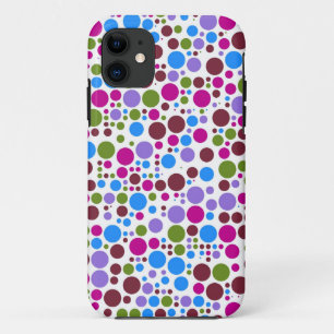 Retro Polka Dots   Red Green Blue Lila iPhone 11 Hülle