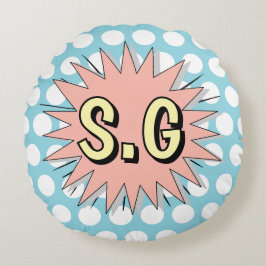 Retro-Polka-Punkt-50er-Stil Rundes Kissen