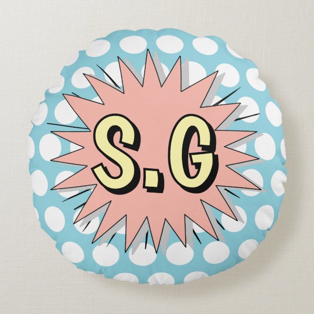 Retro-Polka-Punkt-50er-Stil Rundes Kissen (Vorderseite)