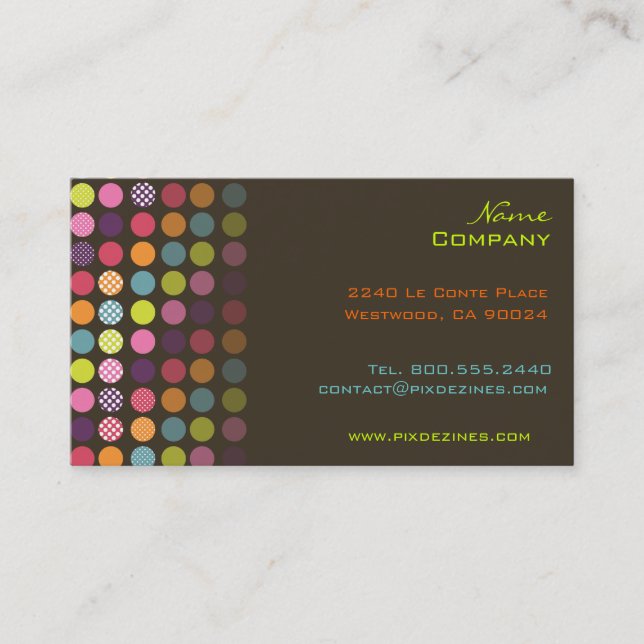 Retro-Polka-Punkte, dunkler Grafit Visitenkarte (Vorderseite)