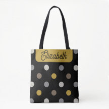 Retro Polka Punkte Schwarz Senf Name Personalisier