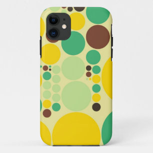 Retro-Polka-Punktmuster (grün, gelb, braun) iPhone 11 Hülle