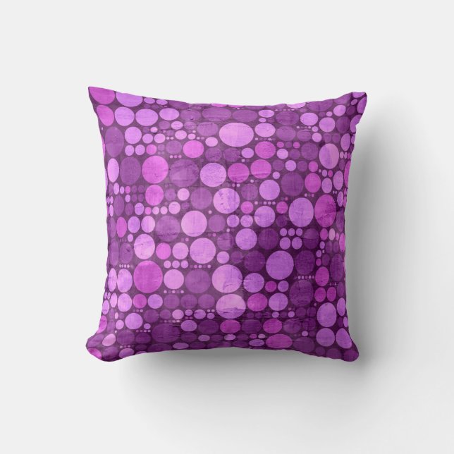 Retro-Polka-Punktmuster | Lila und violett Kissen (Vorderseite)