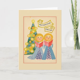 Retro-polnische Weihnachts-Grußkarte Feiertagskarte