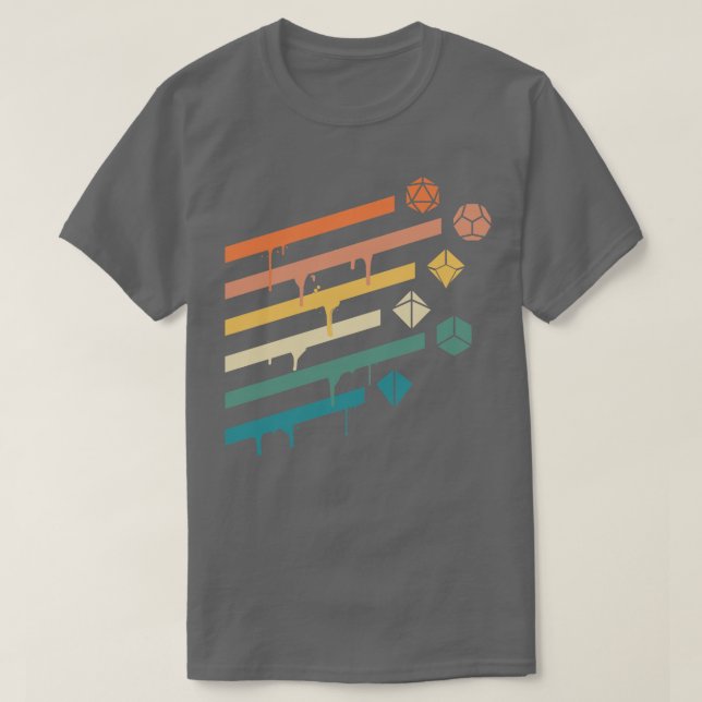 Retro Polyhedral Dice Set Ray Tabletop RPG Addicta T-Shirt (Design vorne)