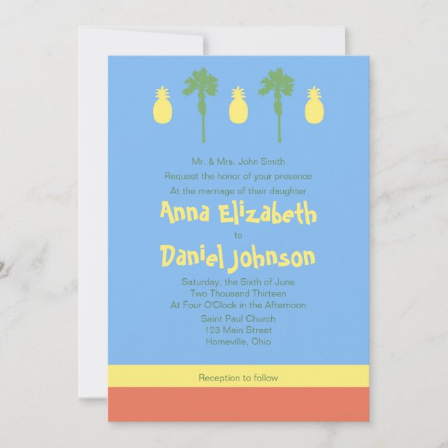 Retro Polynesie Einladung (Vorderseite)