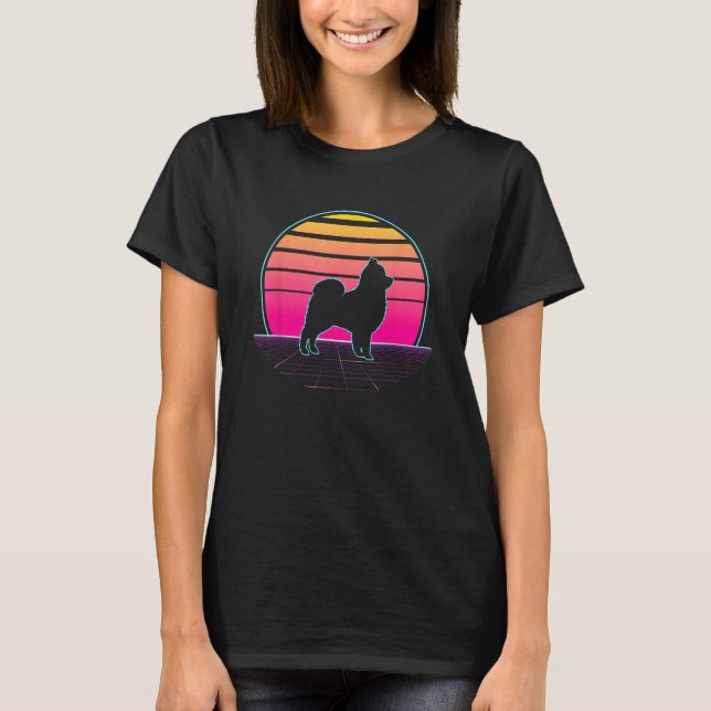 Retro Pomeranian Vaporwave  Dog  Pet Owner T-Shirt (Vorderseite)