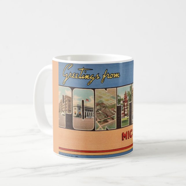 Retro Pontiac Michigan Greeting Kaffeetasse (Vorderseite Links)
