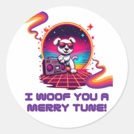 Retro Poochie Dreamscape Runder Aufkleber