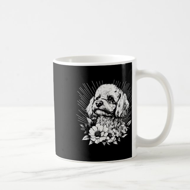 Retro Poodle Dog Lover Tattoo Style Kaffeetasse (Rechts)