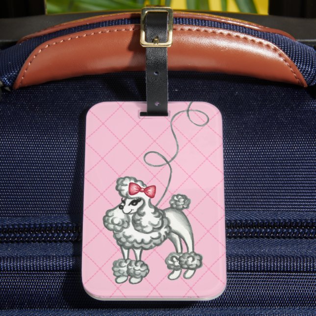 Retro Poodle Luggage Tag Gepäckanhänger (Vorderseite Insitu 2)