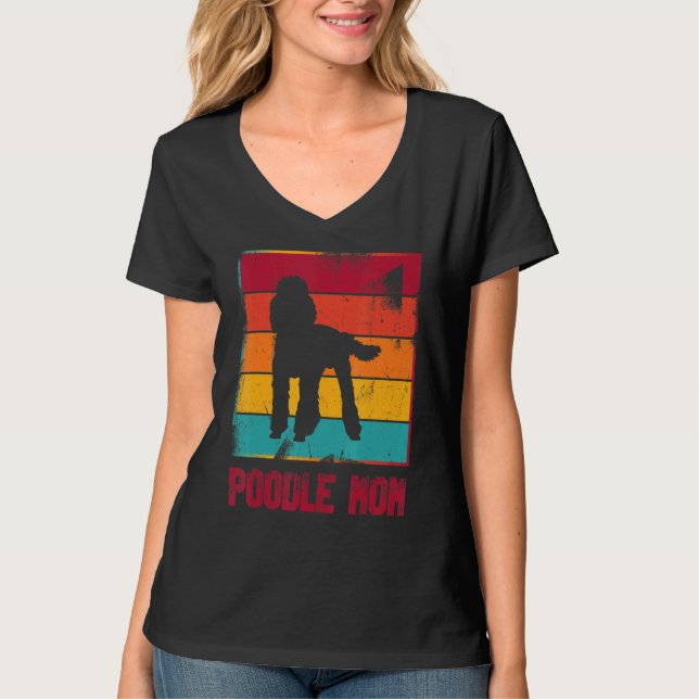Retro Poodle Mama Eigentümerin Mutter Haustier Mam T-Shirt (Vorderseite)