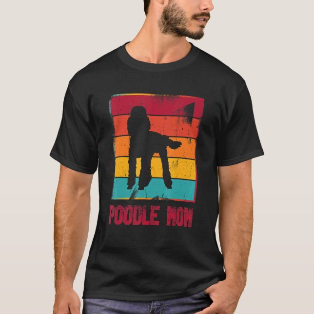 Retro Poodle Mama Eigentümerin Mutter Haustier Mam T-Shirt (Vorderseite)