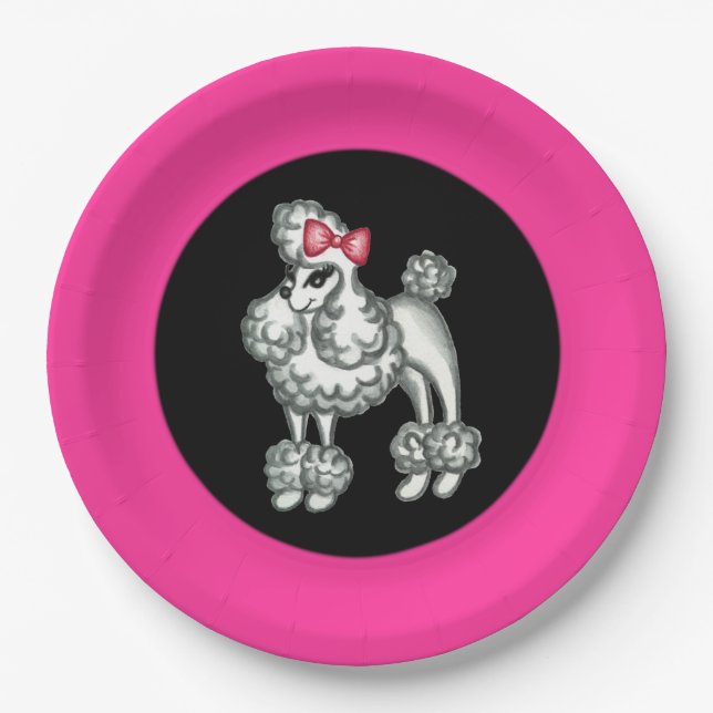 Retro Poodle Party Paper Teller (Vorderseite)