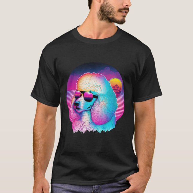 Retro Poodle Synthwave Nights T-Shirt (Vorderseite)