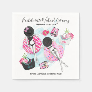 Retro Pool Girls Bachelorette Party Serviette