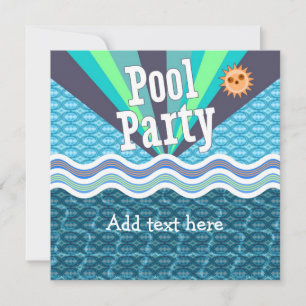 Retro Pool-Party Einladung
