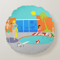 Retro Pool-Party-rundes Kissen