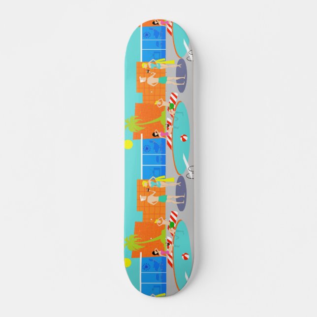 Retro Pool Party Skateboard (Vorne)