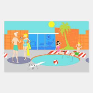 Retro Pool Party Sticker