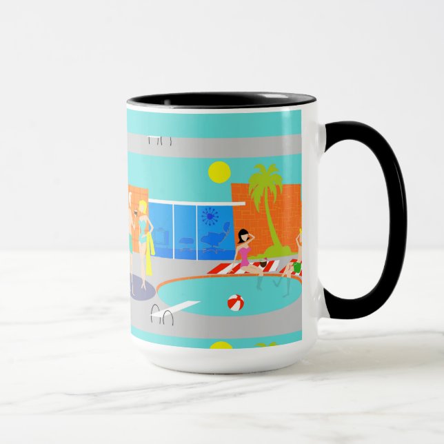 Retro Pool-Party-Wecker-Tasse Tasse (Rechts)