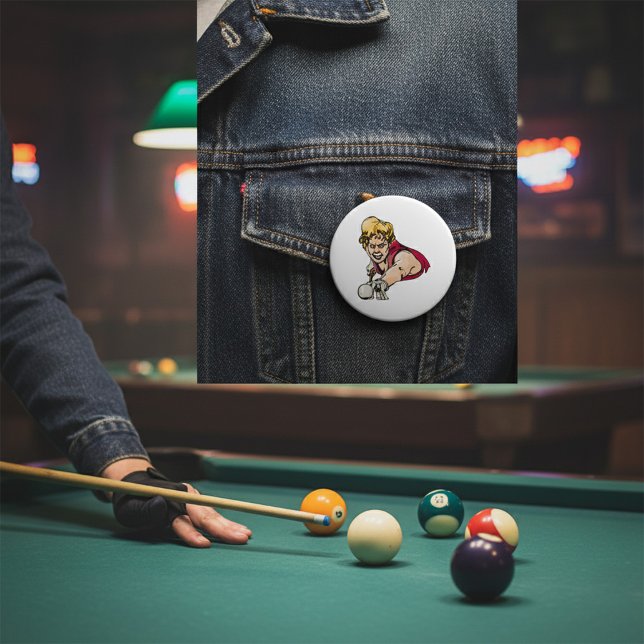 Retro Pool Player Vintag Billard Sport Button (Von Creator hochgeladen)