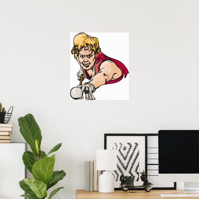 Retro Pool Player Vintag Billard Sport Poster (Von Creator hochgeladen)