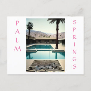 Retro Poolside Zebra Themenurlaub Persönlich gesta Postkarte