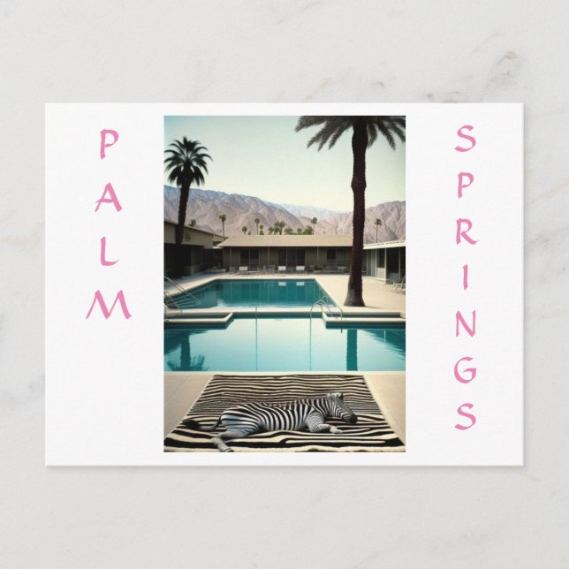 Retro Poolside Zebra Themenurlaub Persönlich gesta Postkarte (Vorderseite)