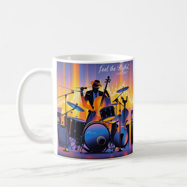 Retro Pop Abstrakte Musikinstrumente dramatisch Kaffeetasse (Links)