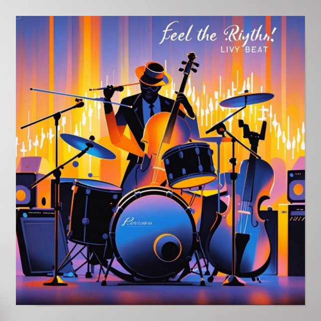 Retro Pop Abstrakte Musikinstrumente dramatisch Poster (Vorne)