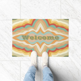 Retro Pop Art Abstract Geometric Wavy Pattern Fußmatte