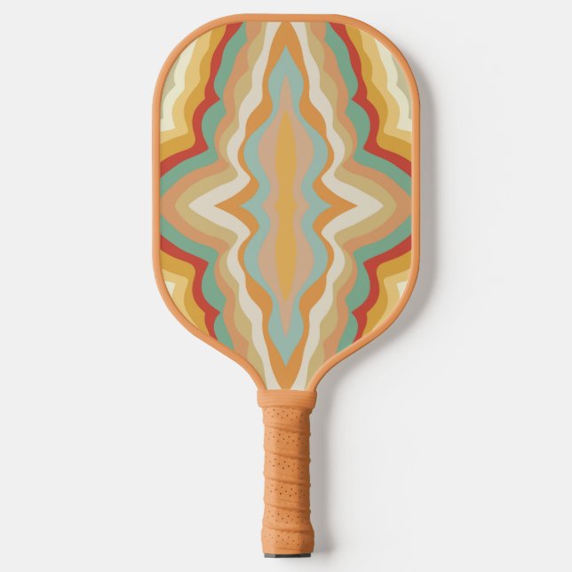 Retro Pop Art Abstract Geometric Wavy Pattern Pickleball Schläger (Vorderseite)