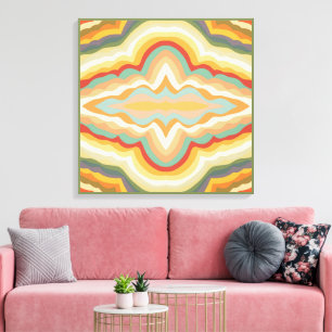 Retro-Pop-Art abstraktes geometrisches Wellenmuste Leinwanddruck
