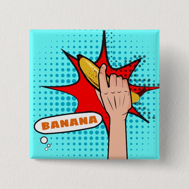 Retro-Pop-Art-Banane im Comic-Book-Stil Button (Vorderseite)