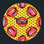 Retro Pop Art: Cartoon Patch Abzeichen Große Wanduhr<br><div class="desc">Nahtloses Muster mit Cartoon Patch Abzeichen mit Lippen.Für T - Shirt oder andere Anwendungen.Retro-Stil 80er-90s.Pop Art.Stock Vintage Cartoon Patch Abzeichen Pucker Up in Nahtloser Whimsy. Spielvolle Cartoon-Patch-Abzeichen bringen Lächeln überall: sonderbar, nahtlos, Muster, Illustration, Dekoration, Mode, Herz, Cartoon, Retro, Grunge, Taste, Aufkleber, Charakter, niedlich, Abzeichen, Doodle, zeichn, Comic, Set, Spaß</div>