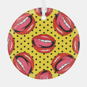 Retro Pop Art: Cartoon Patch Abzeichen Ornament Aus Glas