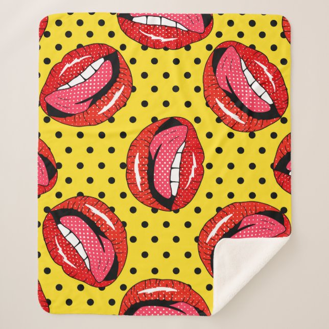 Retro Pop Art: Cartoon Patch Abzeichen Sherpadecke (Vorderseite)