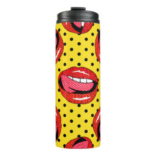 Retro Pop Art: Cartoon Patch Abzeichen Thermosbecher