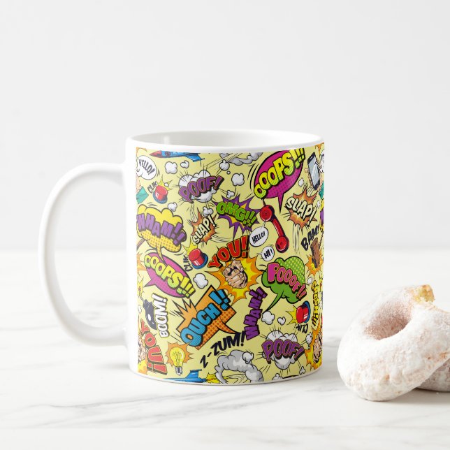 Retro Pop Art Coffee Tasse - Lebhaft und Cool (Mit Donut)