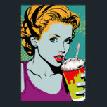 Retro Pop Art Collection Poster<br><div class="desc">Dieses Design ist spielerisch und inspiriert, kombiniert Elemente der Pop-Kunst mit Vintager Gastkultur. Das zentrale Bild ist ein lächelndes Mädchen mit einem großen, cremigen Milchshake, umgeben von kühlen, farbenfrohen Grafiken. Der Gesamteffekt ist lustig und sicher, eine Touch von Launen zu jedem Raum hinzuzufügen.</div>