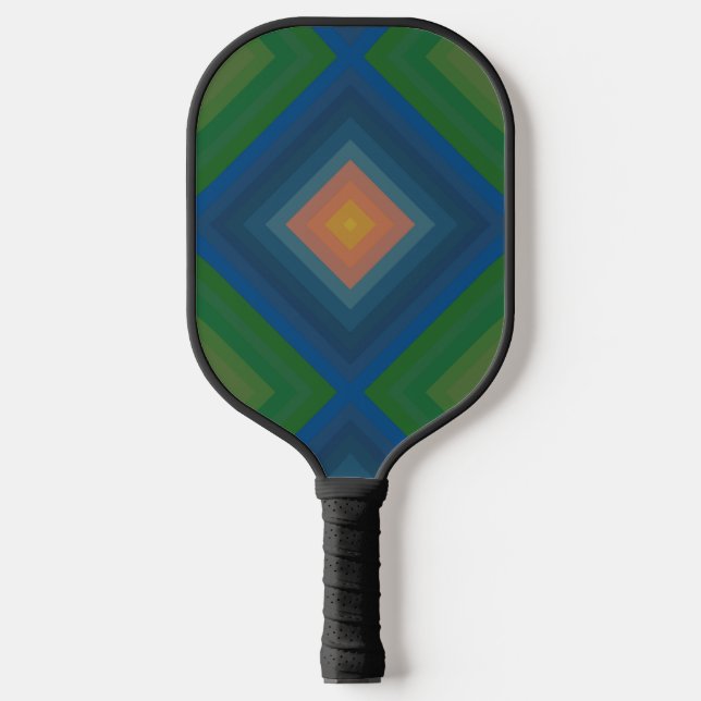 Retro Pop Art Colour Line Streifen Diamant Muster Pickleball Schläger (Vorderseite)