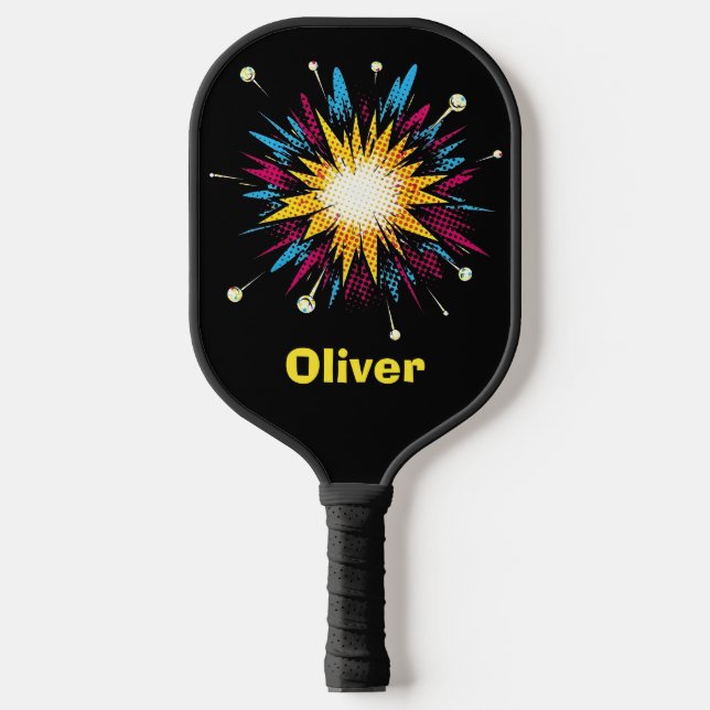 Retro-Pop-Art-Comic-Book-Explosion Pickleball Schläger (Vorderseite)