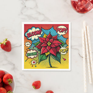 Retro Pop Art Comic Buch Poinsettia Découpage Serviette