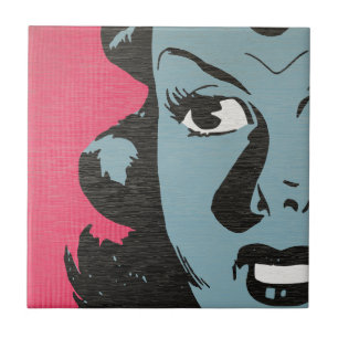 Retro-Pop-Art - Comic-Frau Keramikfliese