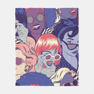 Retro-Pop-Art-Comic-Mädchen nahtloses Muster. Hint Fleecedecke