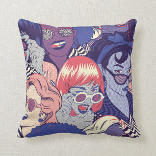 Retro-Pop-Art-Comic-Mädchen nahtloses Muster. Hint Kissen