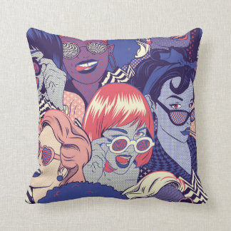 Retro-Pop-Art-Comic-Mädchen nahtloses Muster. Hint Kissen
