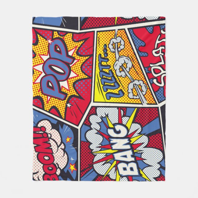 Retro-Pop-Art, Comic-Schreimuster. Fleecedecke (Vorderseite)